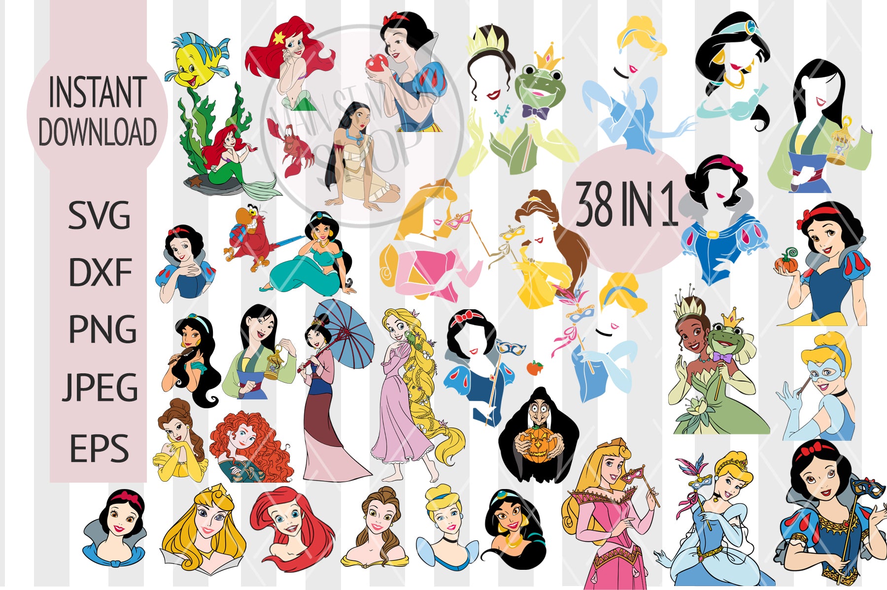 Disney Fashion Princess Bundle svg,400+ files Disney Fashion