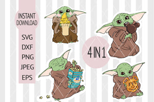 Baby yoda full layered bundle SVG, DXF, EPS, PNG Instant Download
