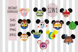 Toy Story Inspired Mickey Ears Bundle Woody, Buzz, Jessie, Alien and Zurg, Cutting File in SVG, ESP, DXF, PNG and JPEG Format