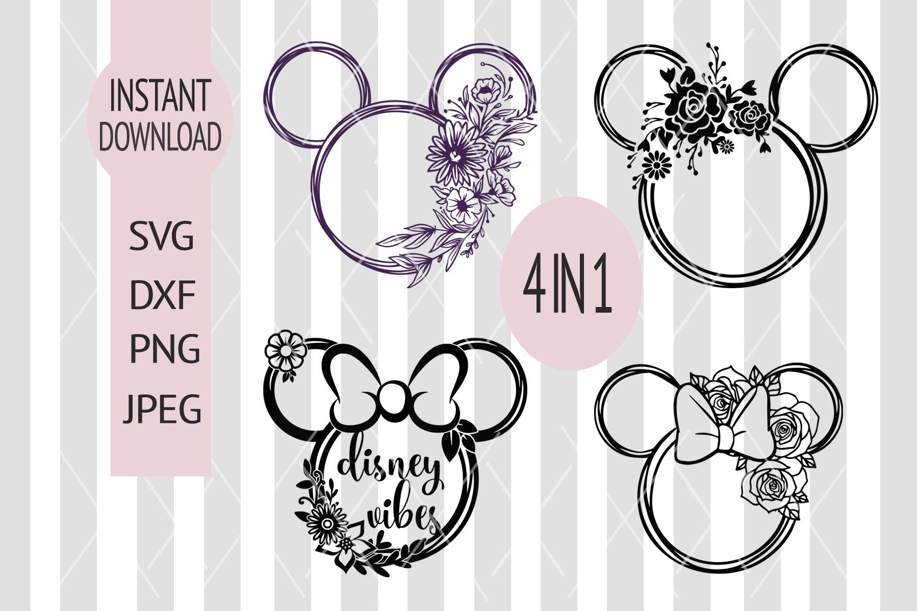 Minnie Mouse With Flower SVG, Minnie SVG, Minnie Mouse Head